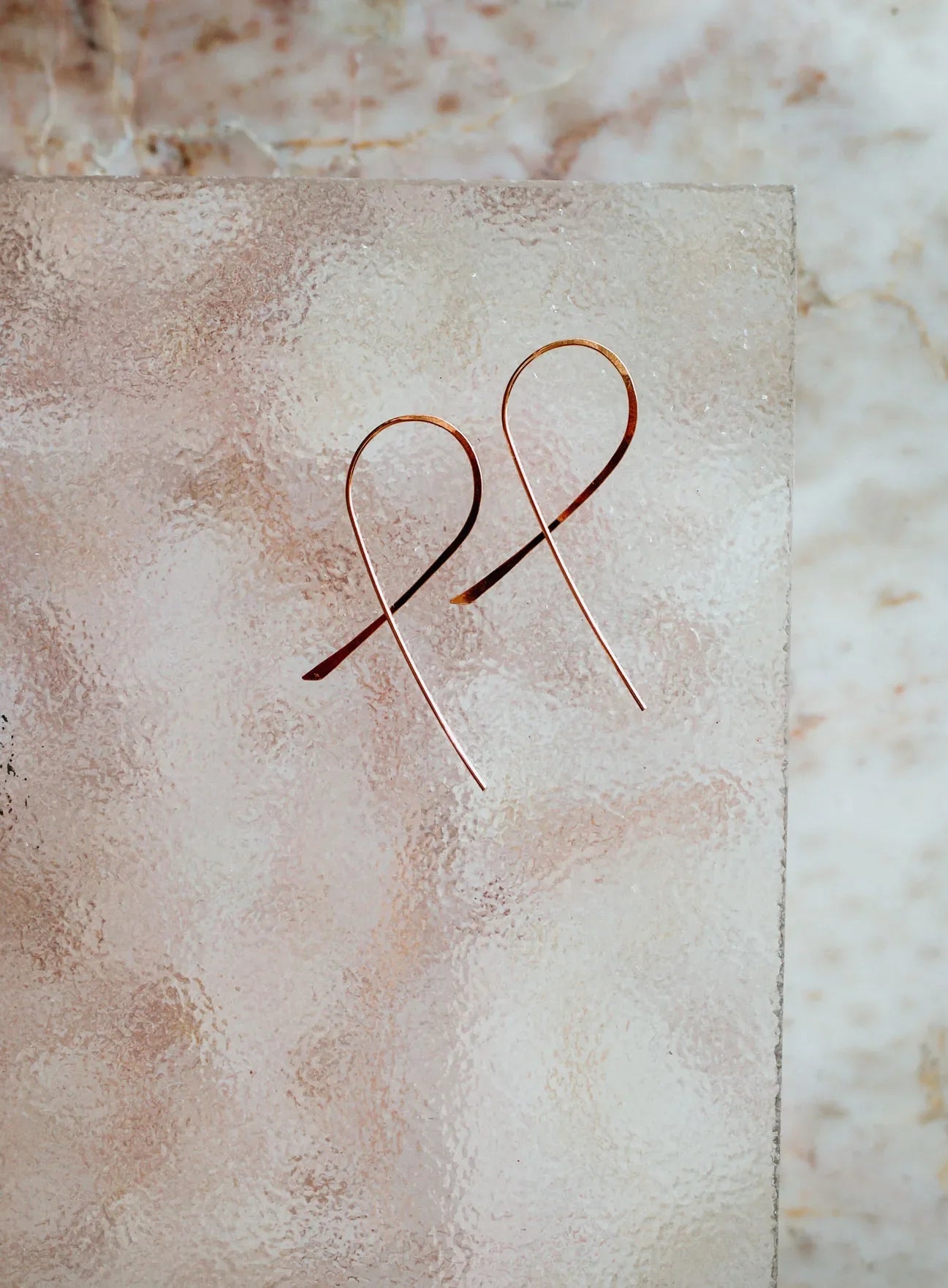 Mini Ribbon Open Hoop Earrings in Solid 14K Gold or Rose Gold