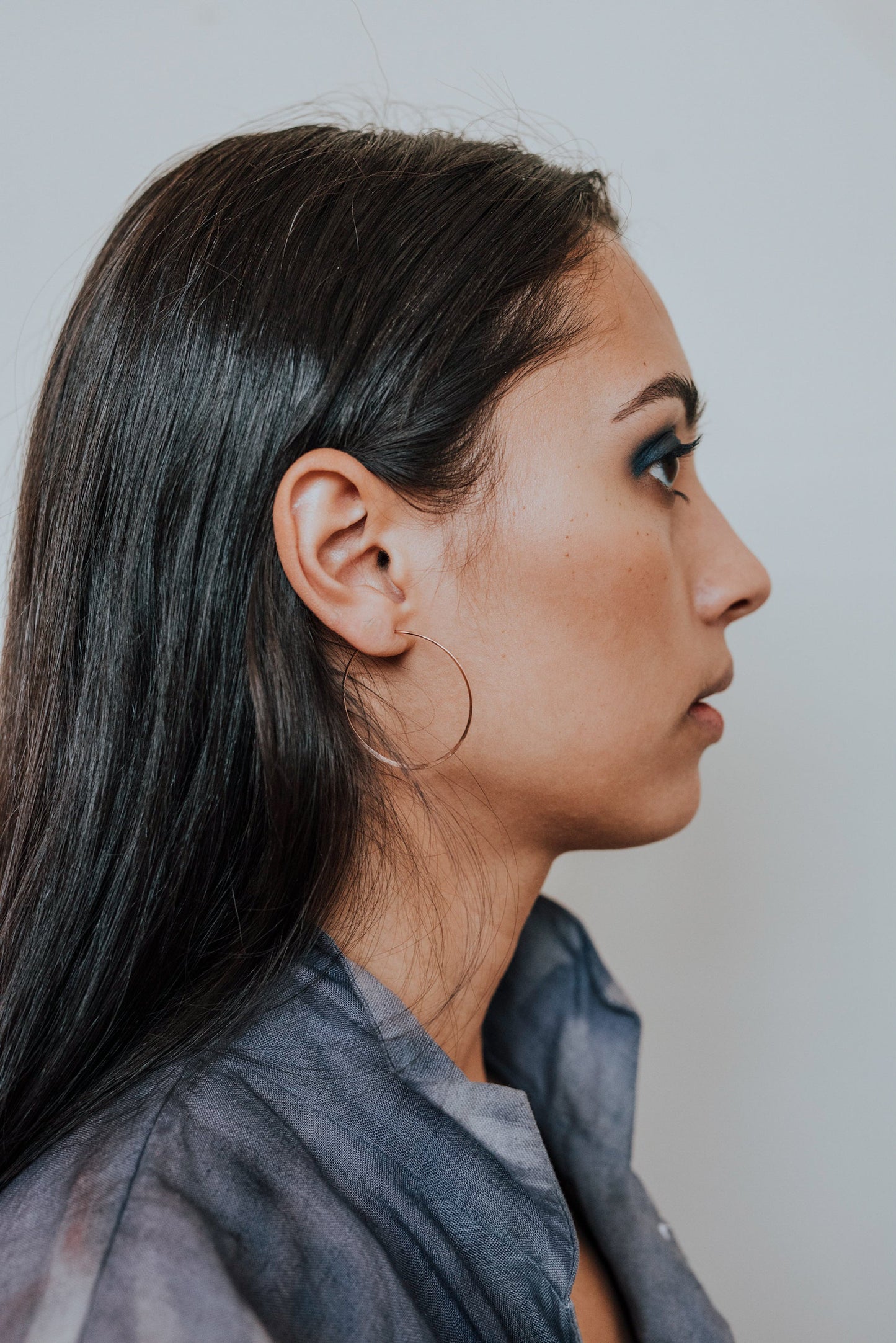Classic Threader Hoop Earrings in Solid 14K Gold or Rose Gold