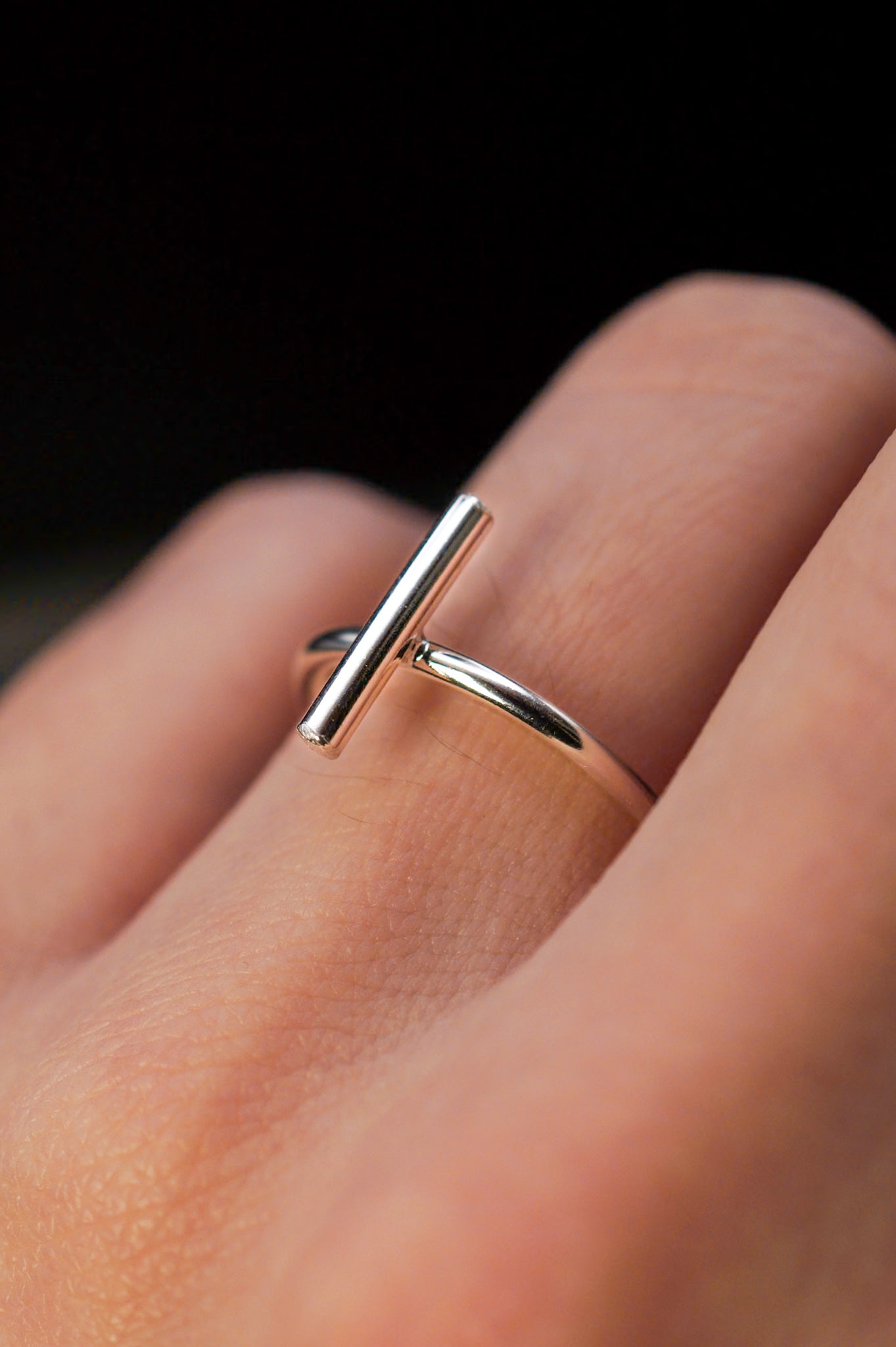 Mini Bar Ring, Sterling Silver