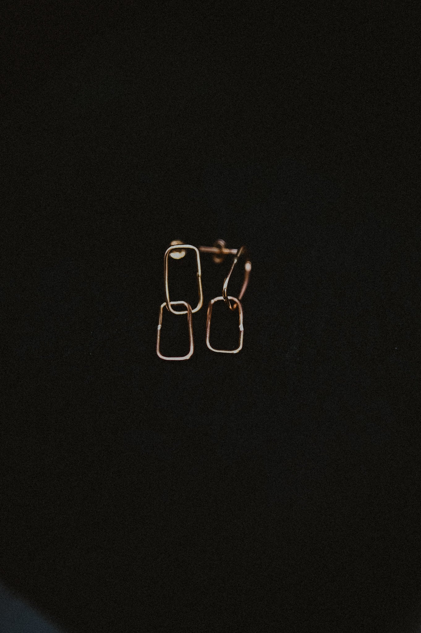 Rectangle Link Stud Earrings, Gold Fill, Rose Gold Fill, or Sterling Silver