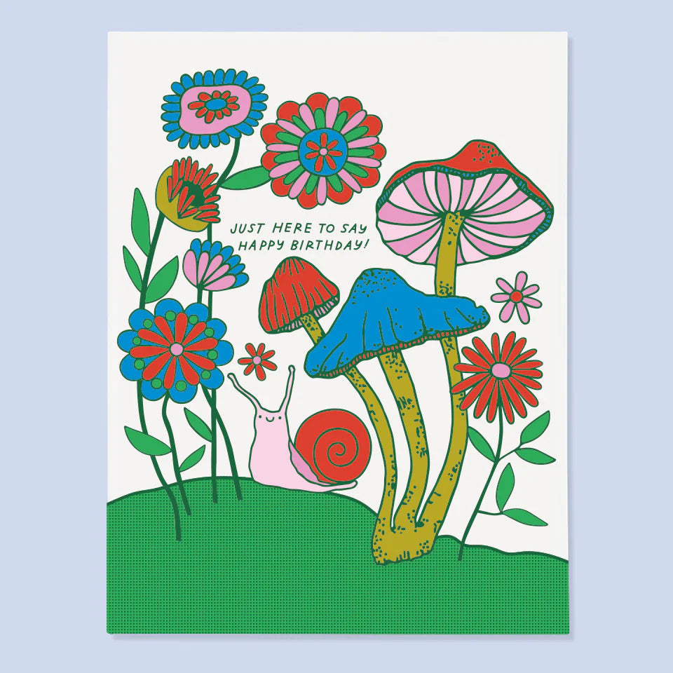 Mushroom Snail Birthday Greeting Card Mushroom Snail Birthday Greeting Card
