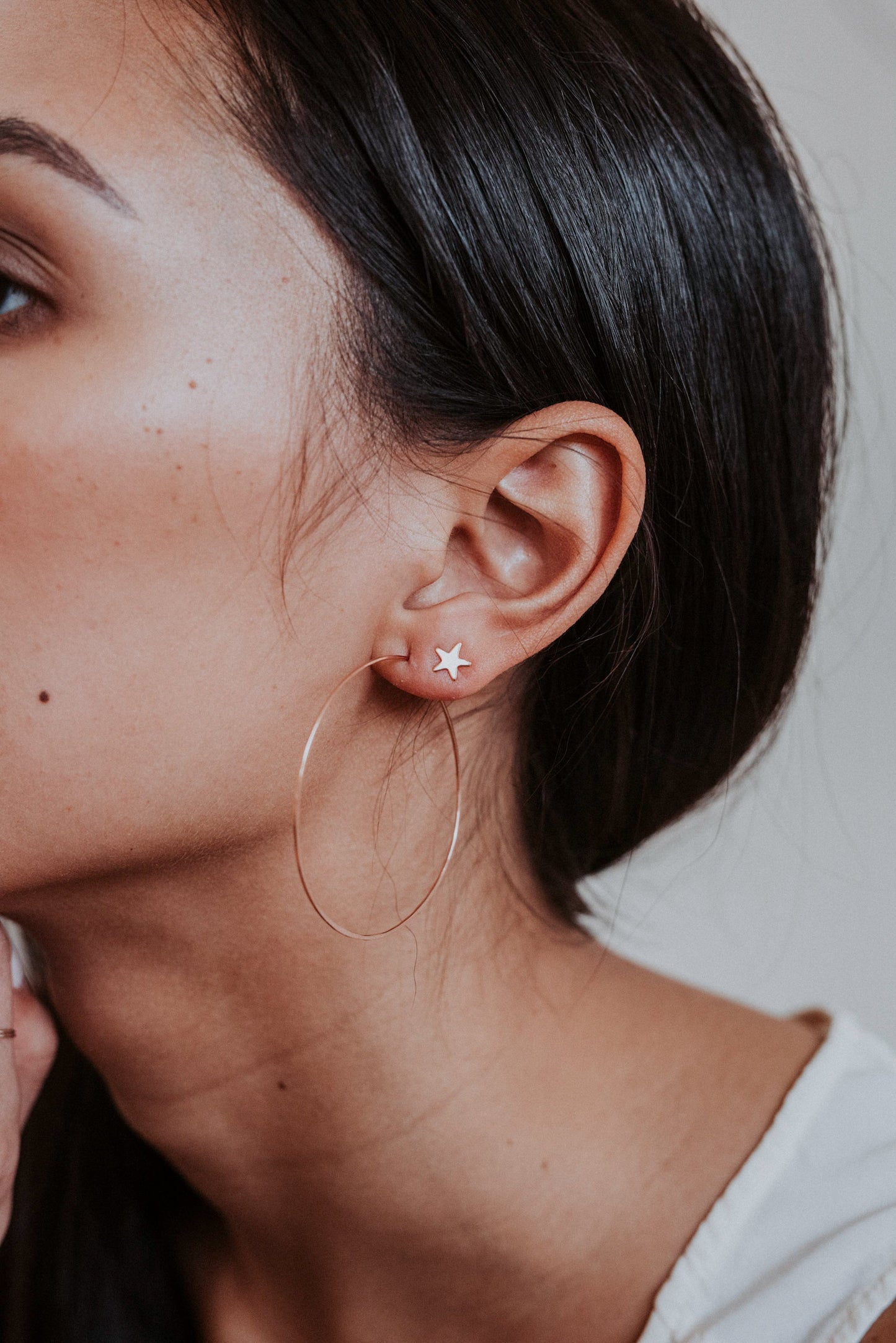 Classic Threader Hoop Earrings in Solid 14K Gold or Rose Gold