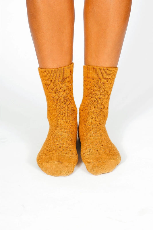 Orange Knit Ankle Socks