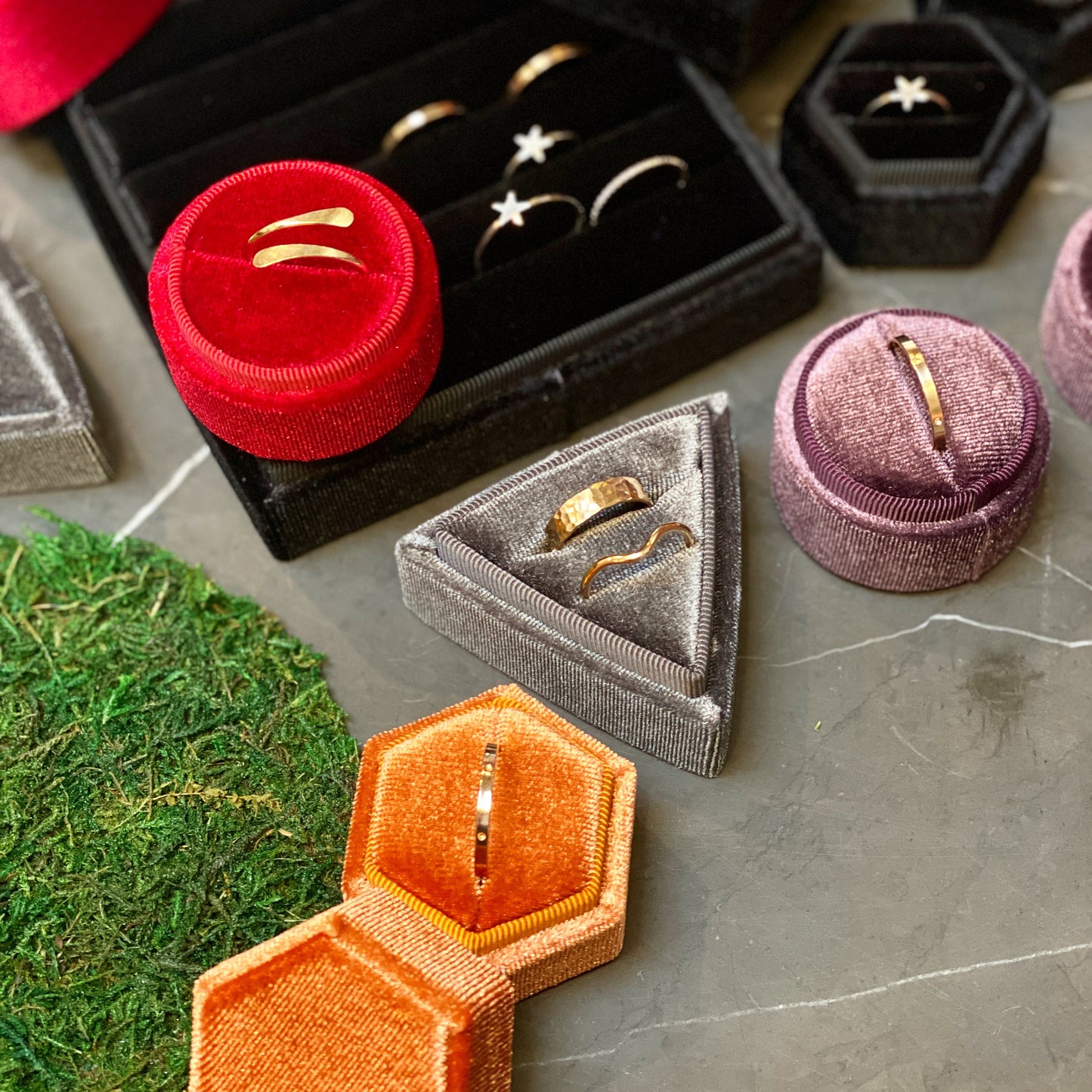Hexagon Velvet Ring Box