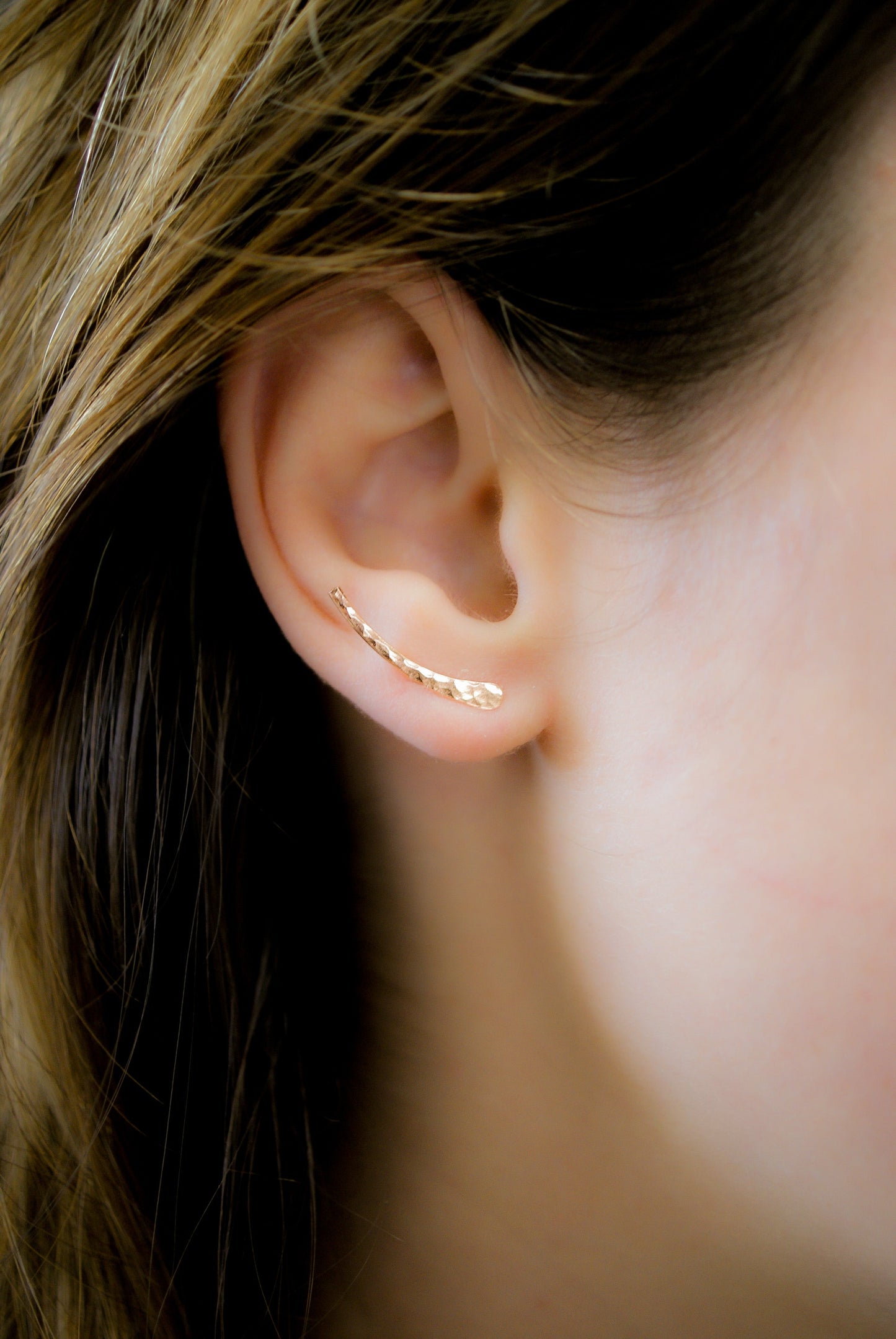Ear Climber Earring, Solid 14K Gold
