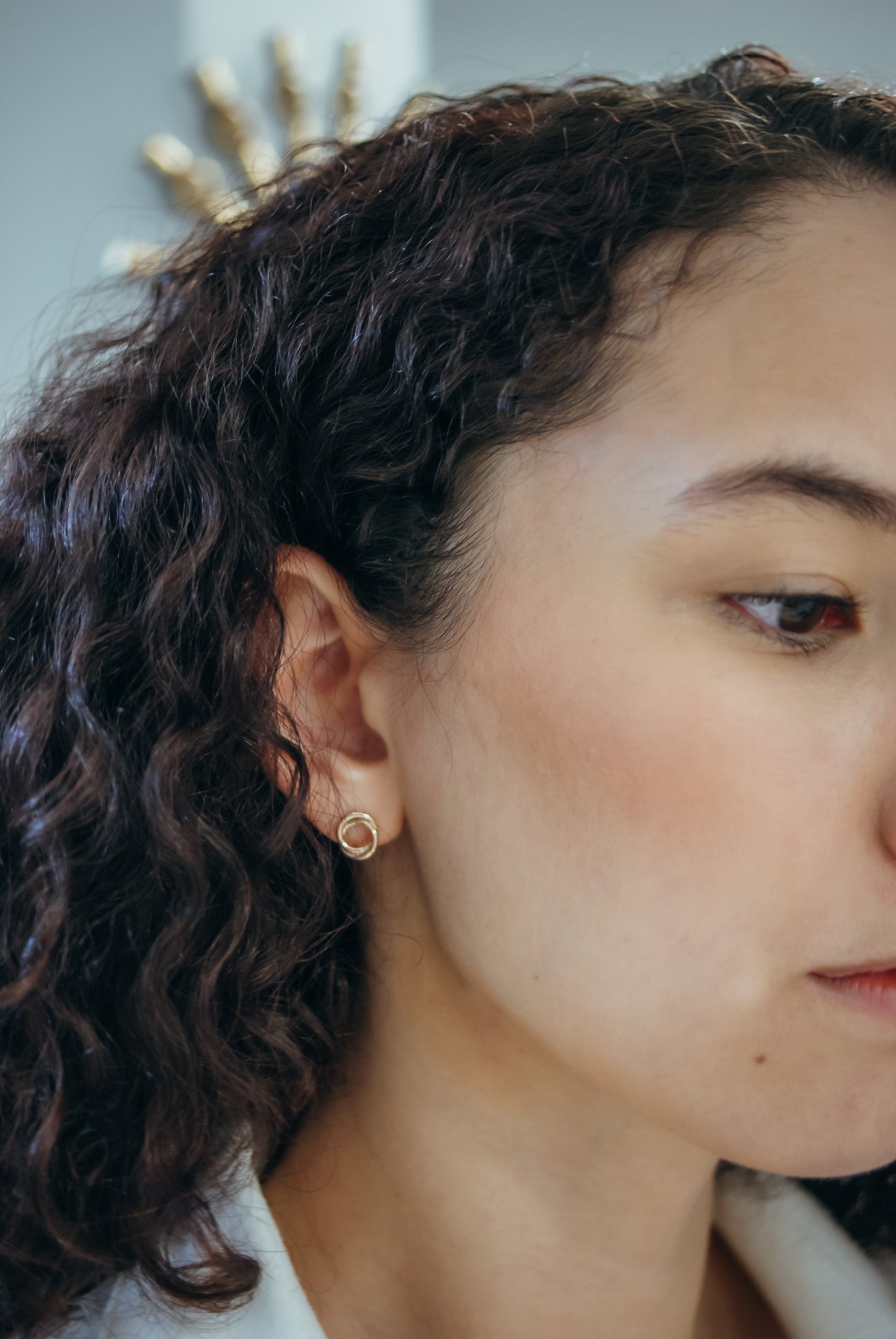 Interlocking Stud Earrings in Solid 14K Gold or Rose Gold