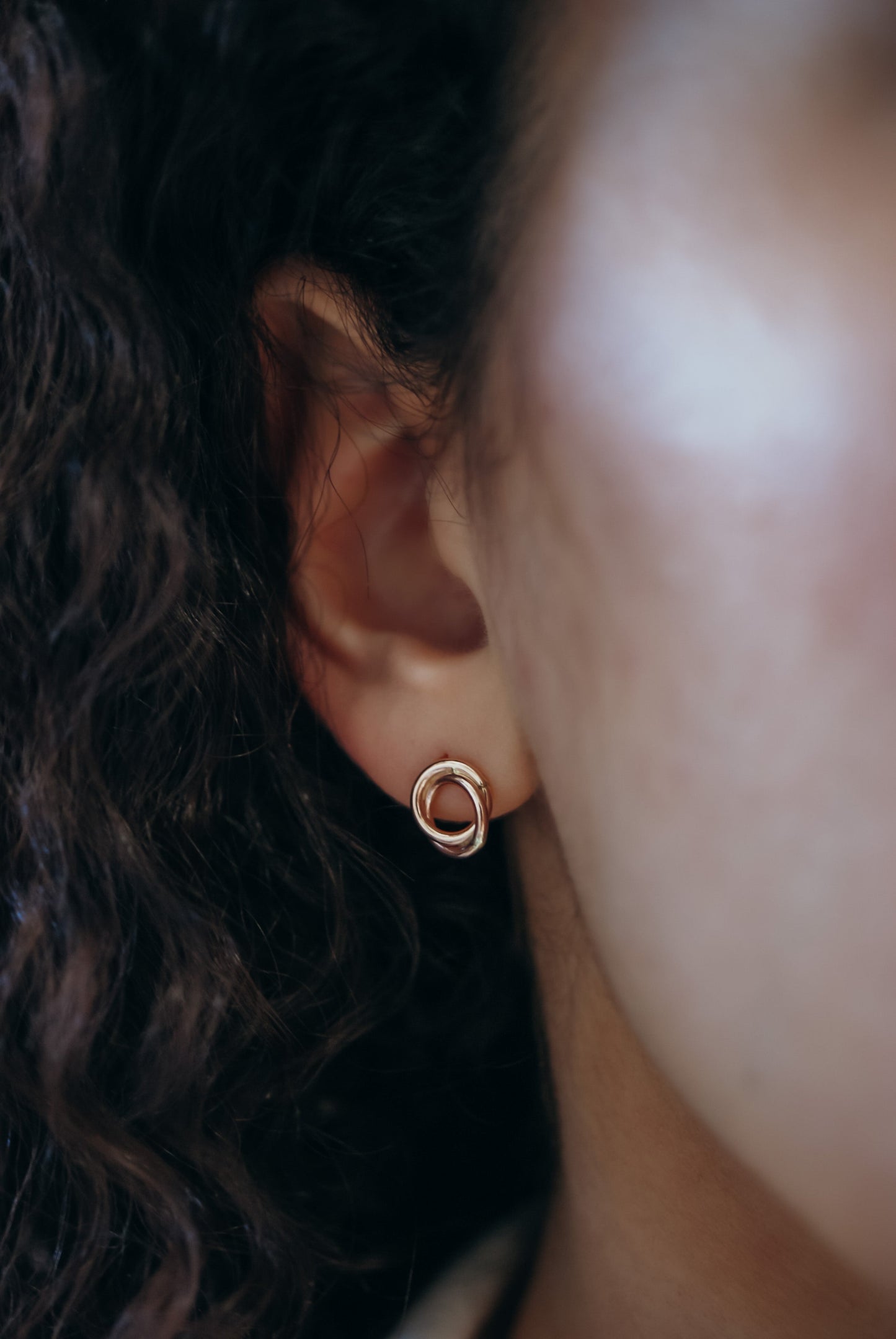 Interlocking Stud Earrings in Solid 14K Gold or Rose Gold