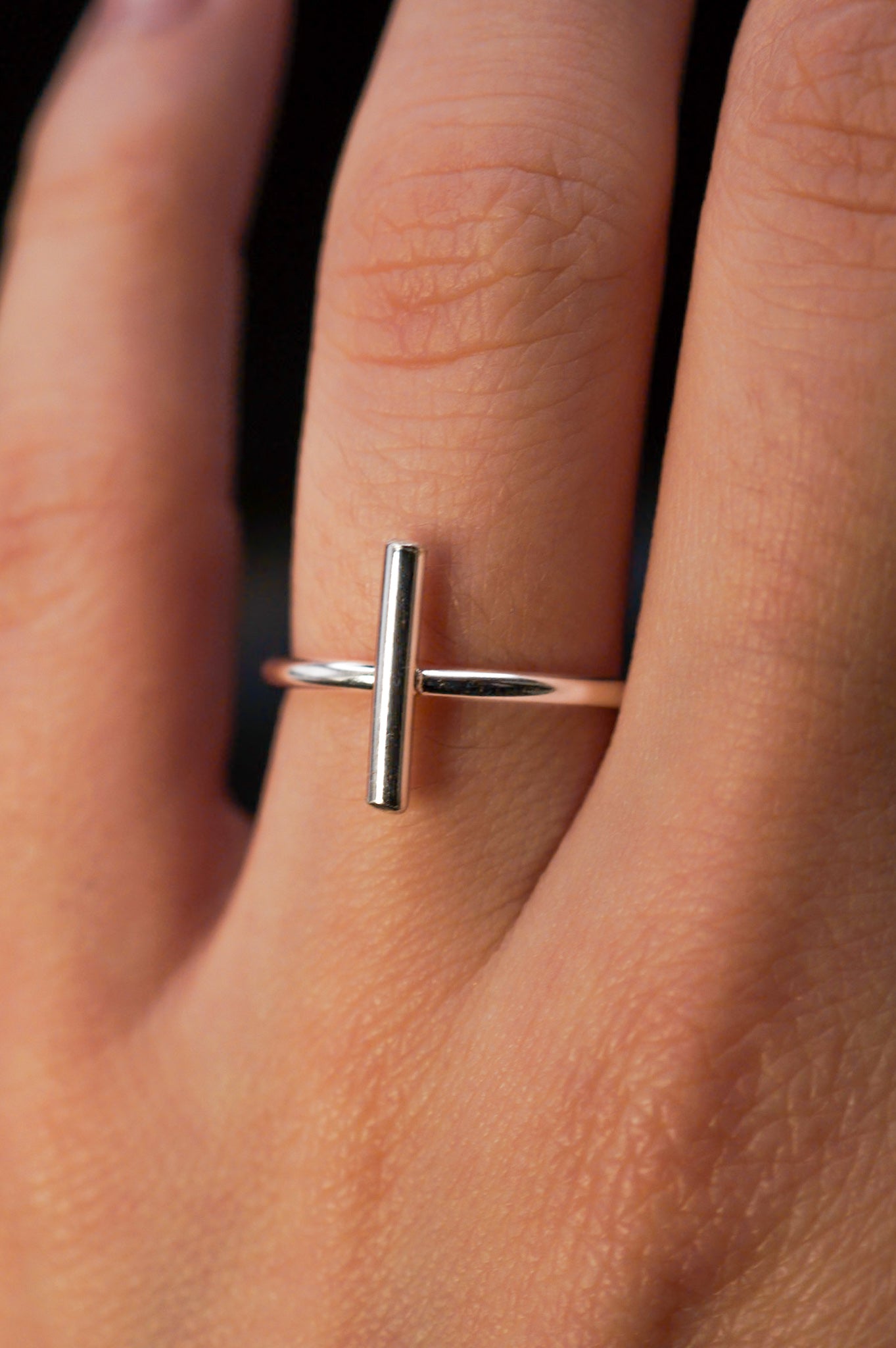 Mini Bar Ring, Sterling Silver