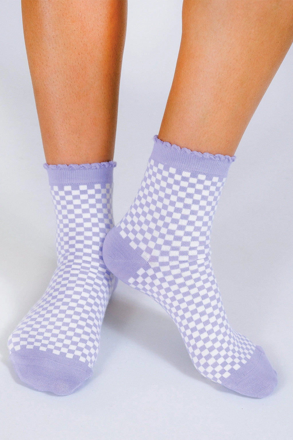 Lavender Checkered Ankle Socks