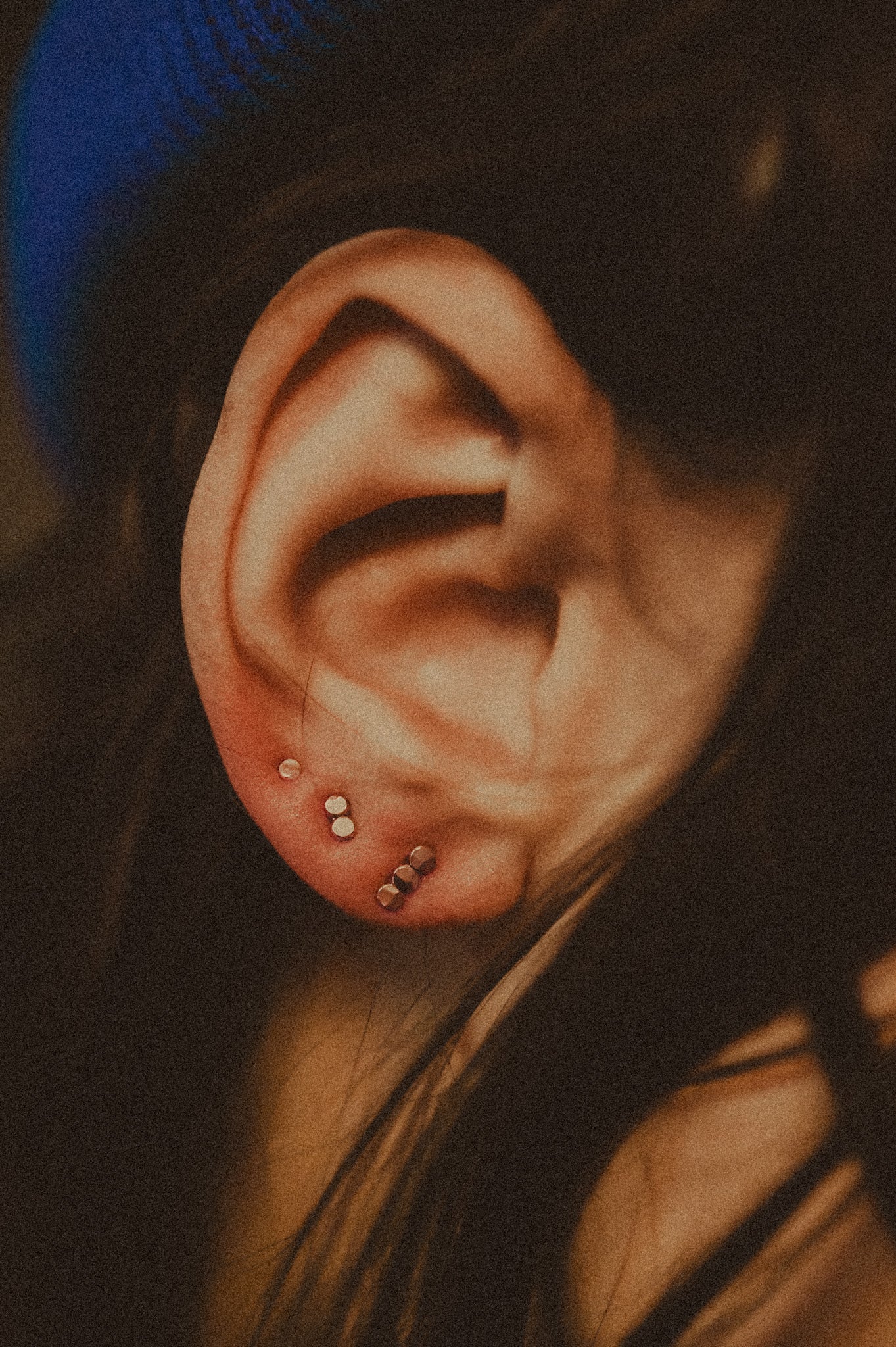 Hammered Bead Stud Earrings in Solid Gold