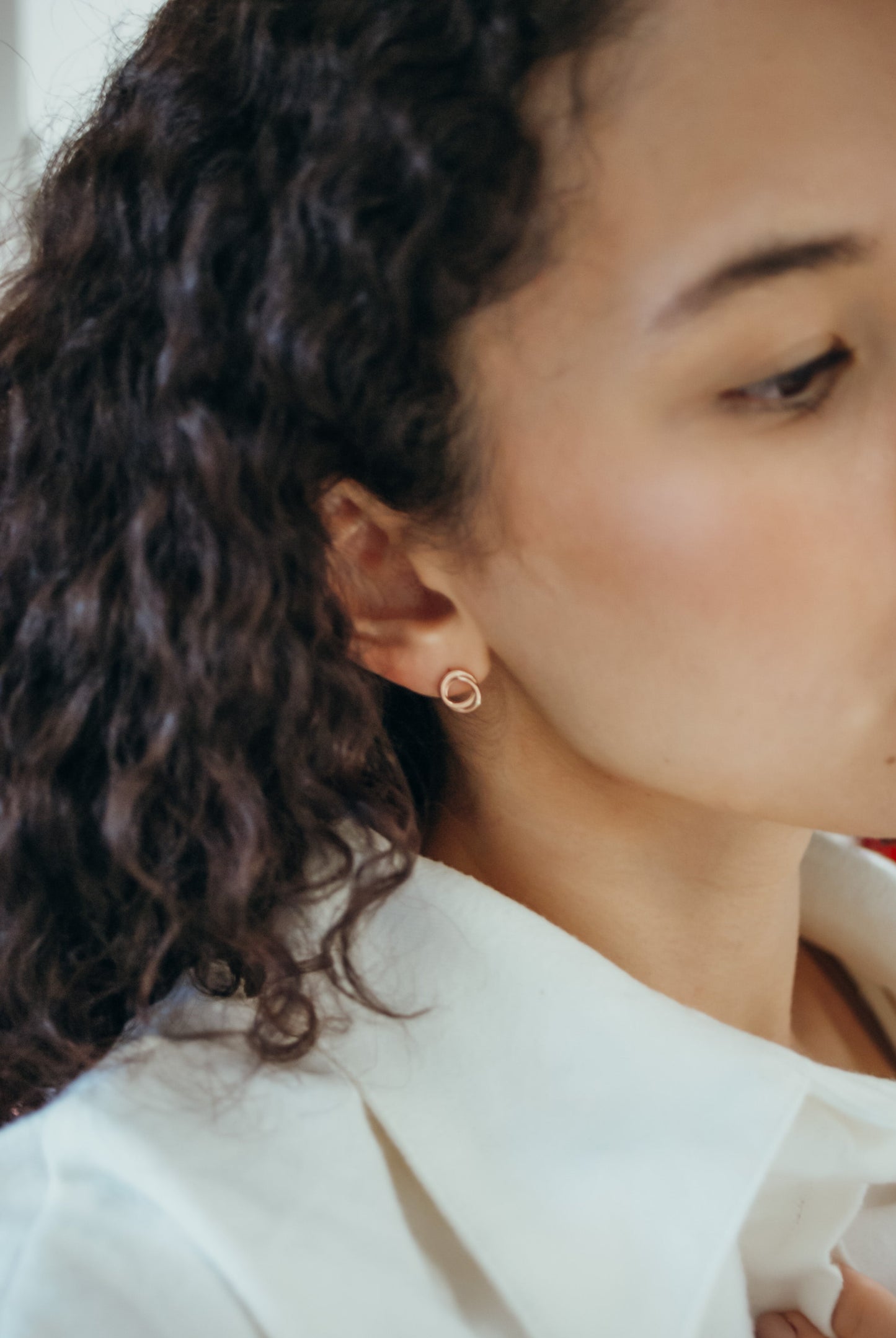 Interlocking Stud Earrings in Solid 14K Gold or Rose Gold