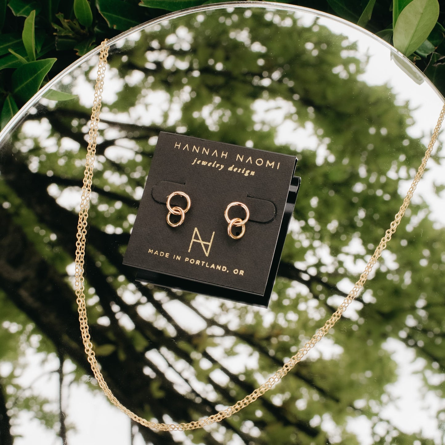 Link Stud Earrings in Solid 14K Gold or Rose Gold