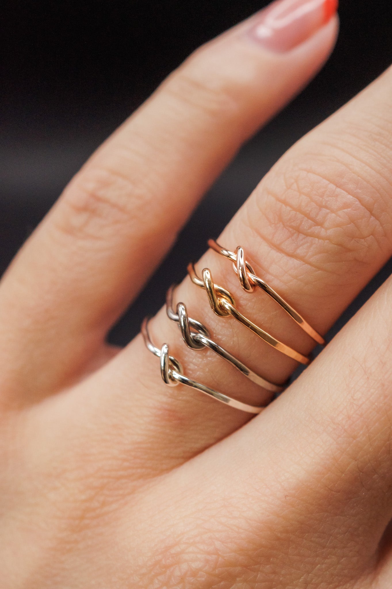 Closed Knot Ring, Solid 14K White Gold