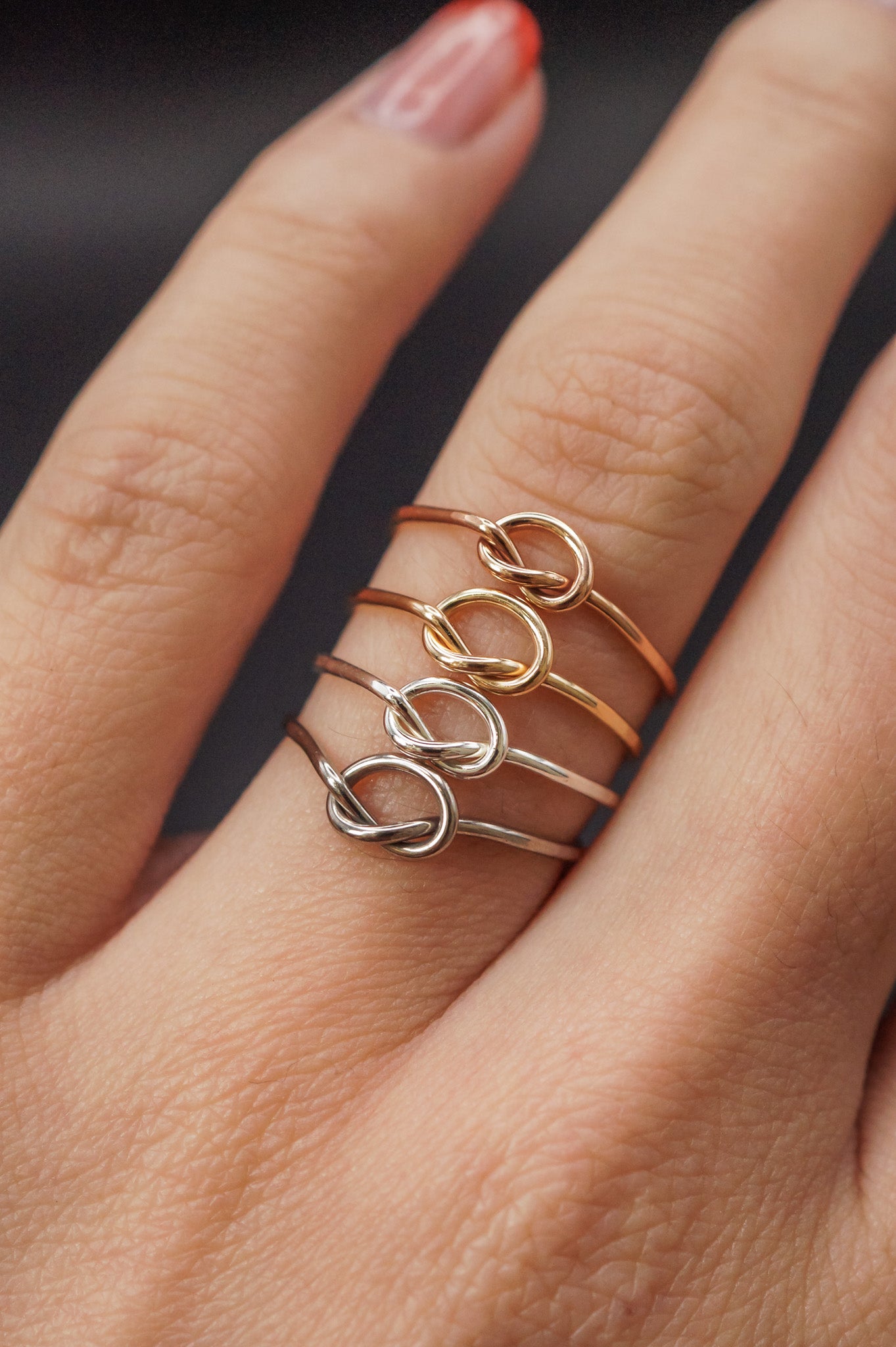 Open Knot Ring, Solid 14K White Gold