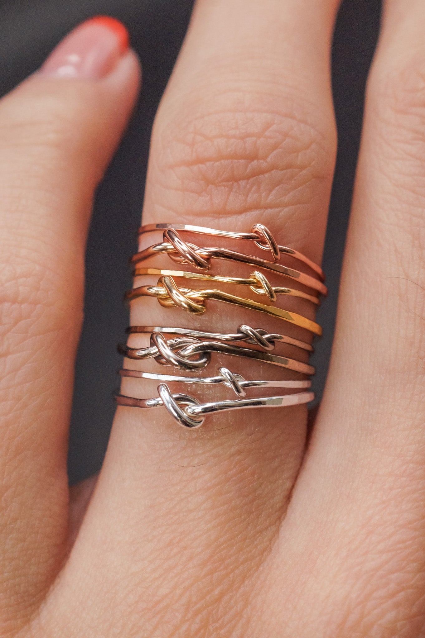 Closed Knot Ring, Solid 14K White Gold