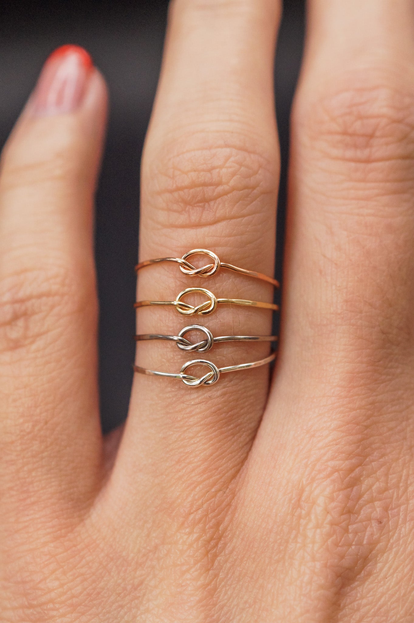 Open Knot Ring, Solid 14K White Gold