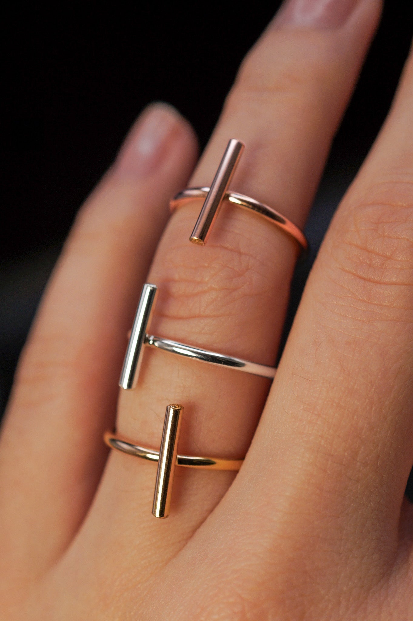 Mini Bar Ring, Sterling Silver