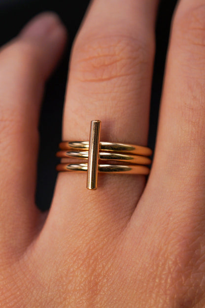 Mini Bar Set of 3 Stacking Rings, Gold Fill, Rose Gold Fill or Sterling Silver