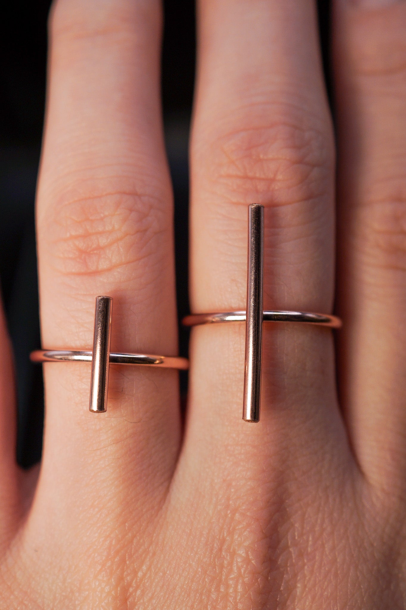 Double Bar Set of 3 Stacking Rings, Gold Fill, Rose Gold Fill or Sterling Silver