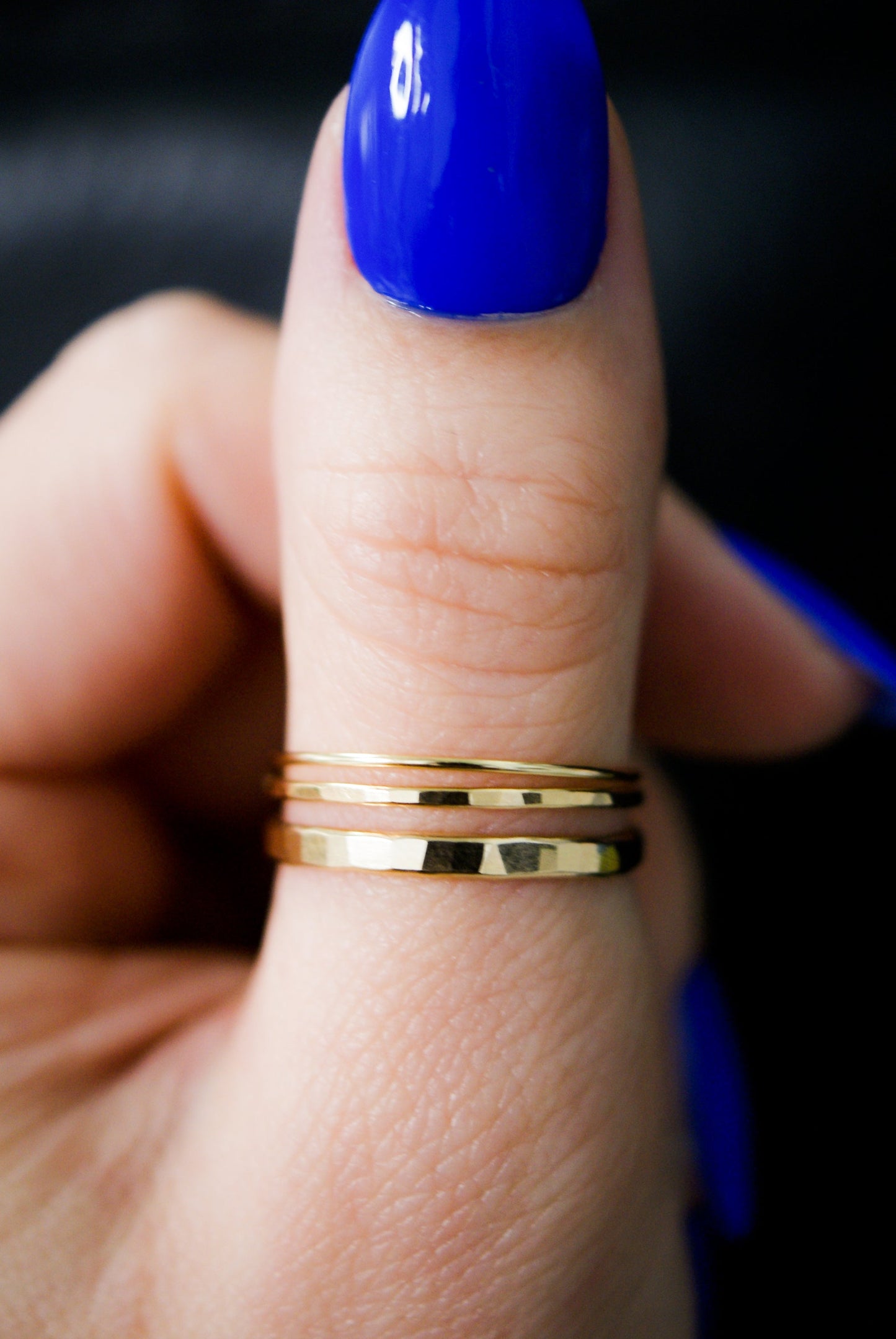 Basic Stacking Set Of 3 Rings, Solid 14K Gold or Rose Gold