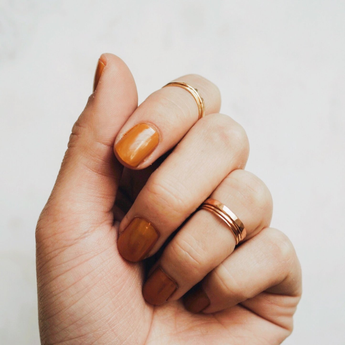 Basic Stacking Set Of 3 Rings, Solid 14K Gold or Rose Gold