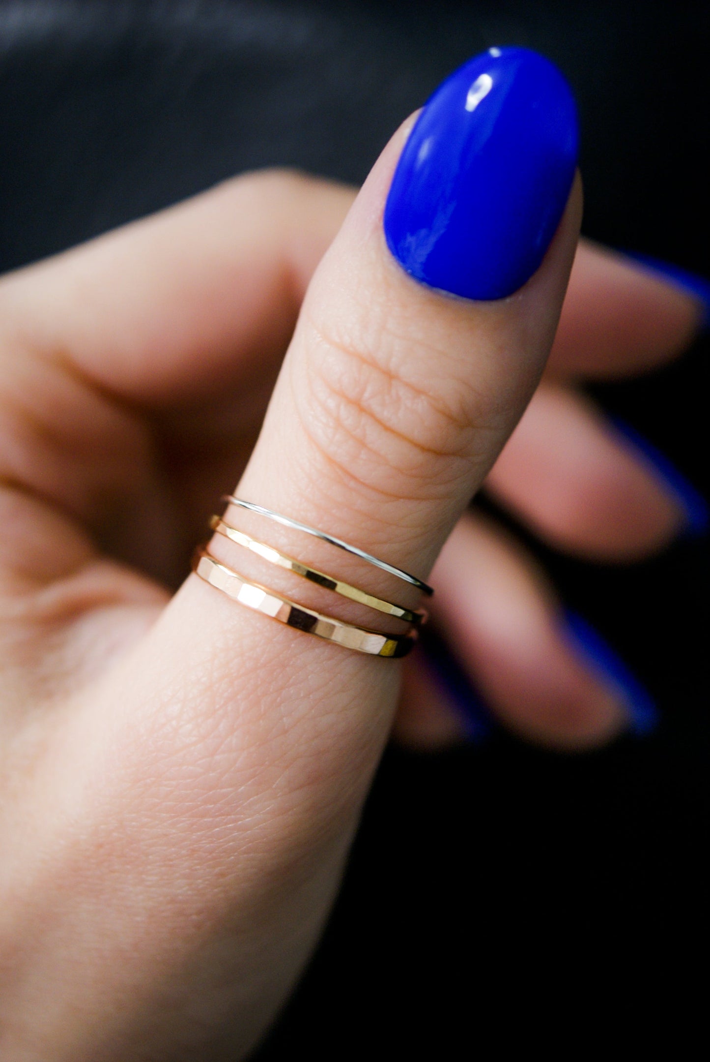 Basic Stacking Set Of 3 Rings, Solid 14K Gold or Rose Gold