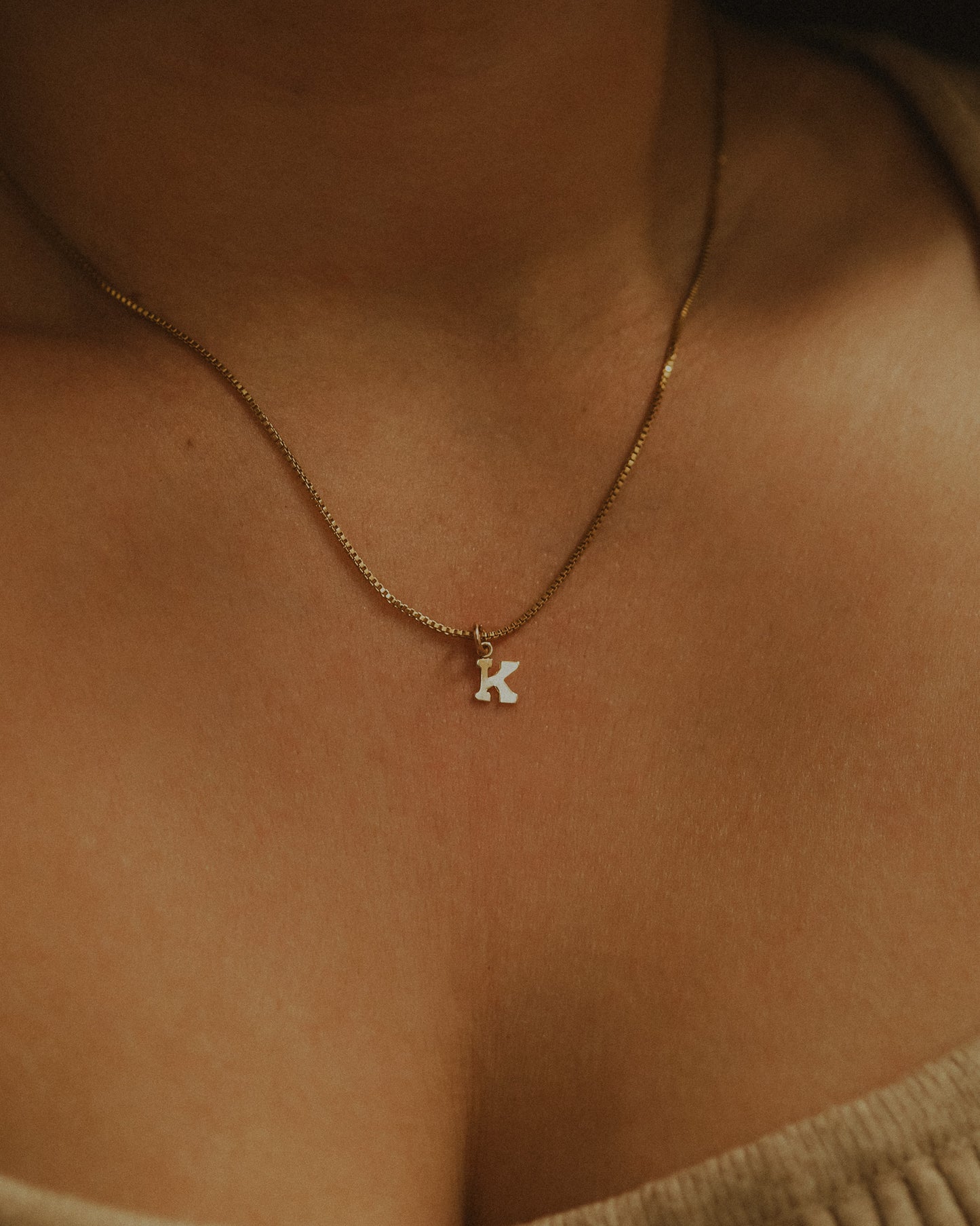 Blocky Letter Necklace, 14K Gold Fill