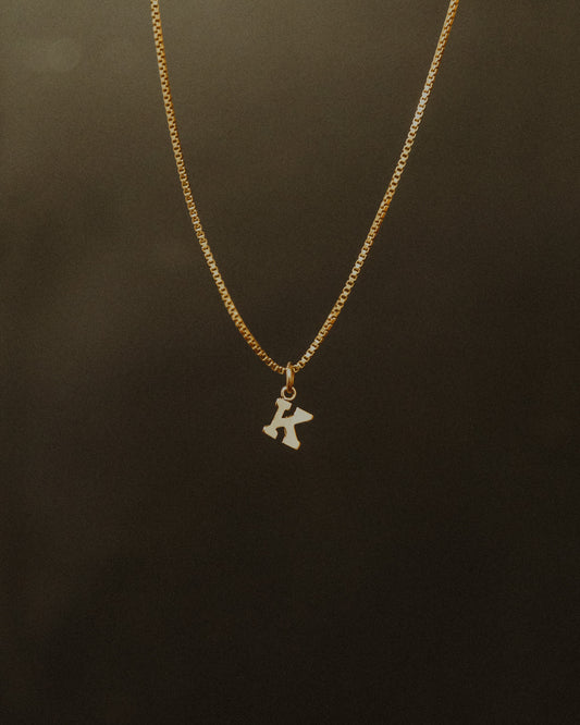 Blocky Letter Necklace, 14K Gold Fill