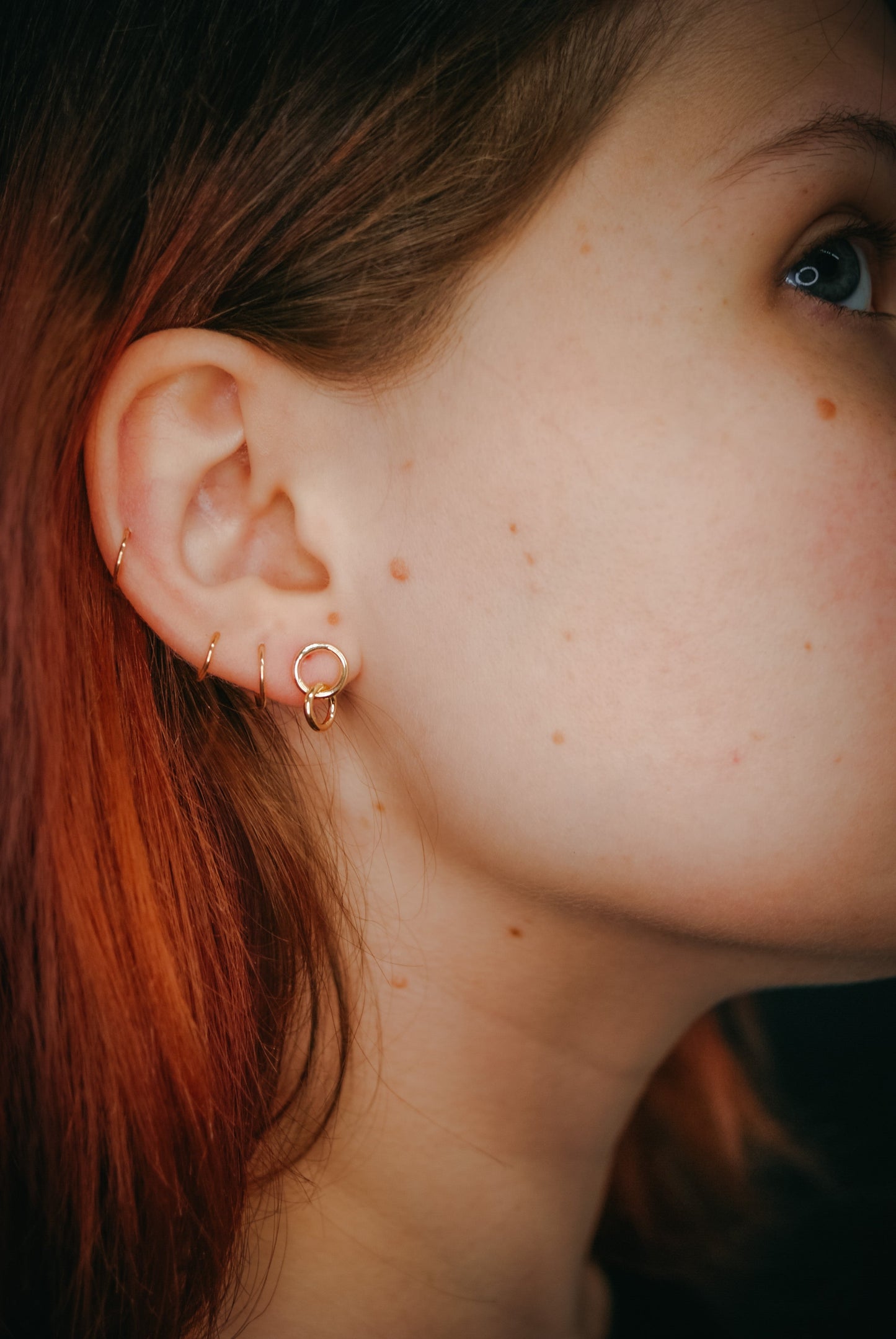 Link Stud Earrings in Solid 14K Gold or Rose Gold