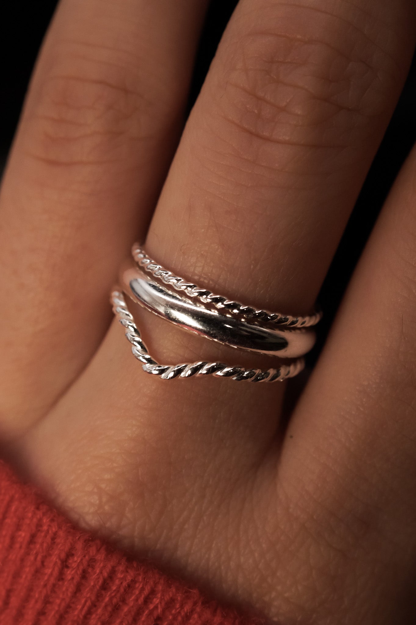 Twist Teardrop Ring, Sterling Silver
