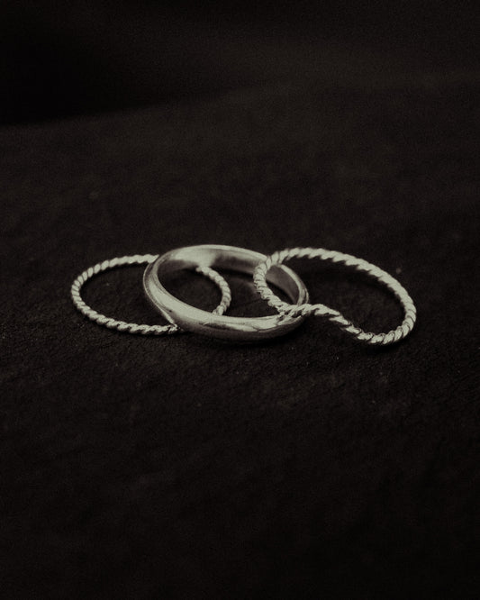 Chunky Twist Teardrop Set of 3 Stacking Rings, Gold Fill, Rose Gold Fill or Sterling Silver