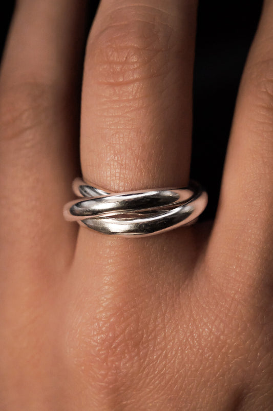 Chunky Interlocking Ring, Sterling Silver