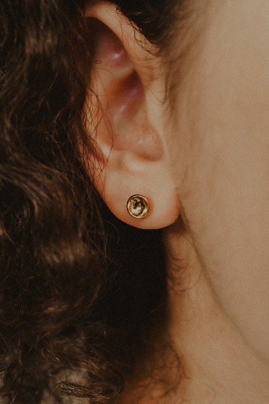 Crater Stud Earrings, Solid Gold or Rose Gold