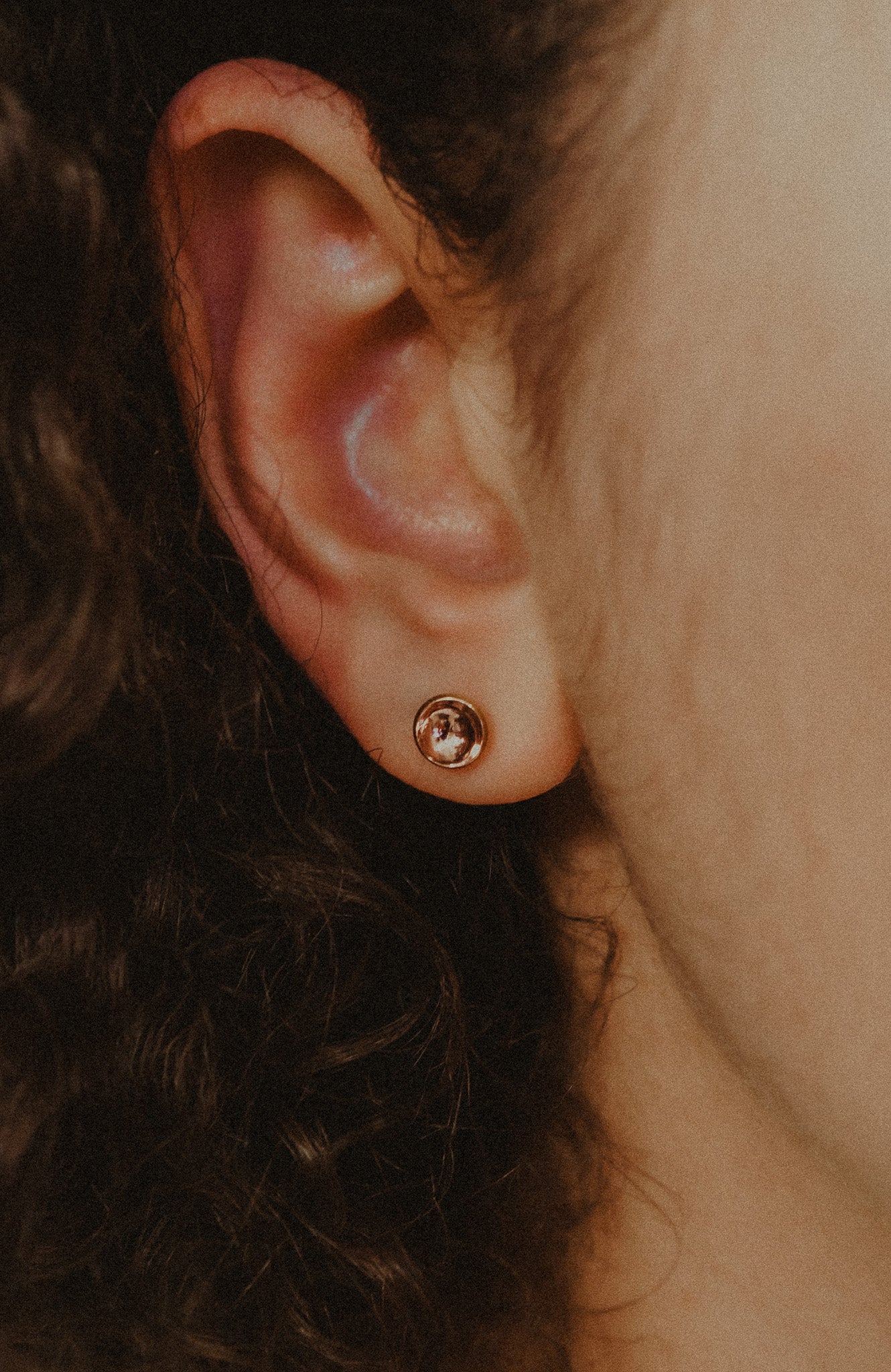 Crater Stud Earrings, Solid Gold or Rose Gold