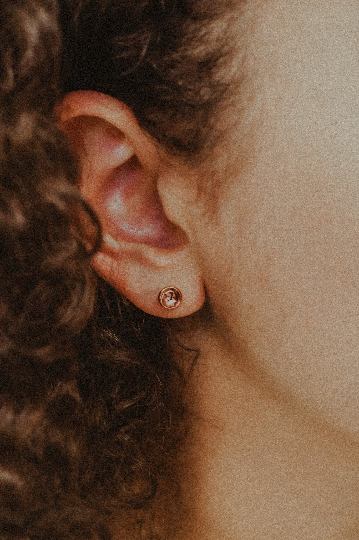Crater Stud Earrings, Solid Gold or Rose Gold