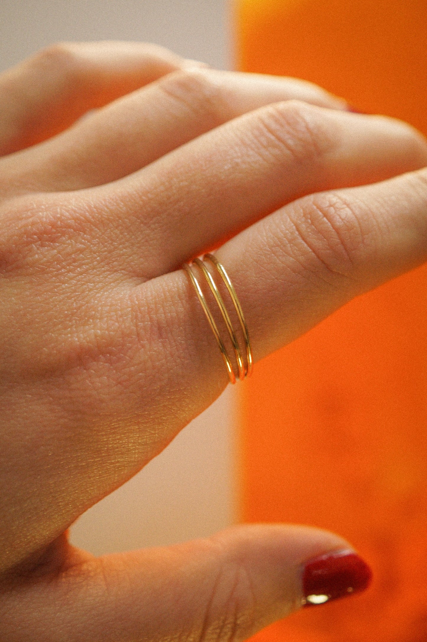 Connected Set of 3 Rings, Solid 14K Gold