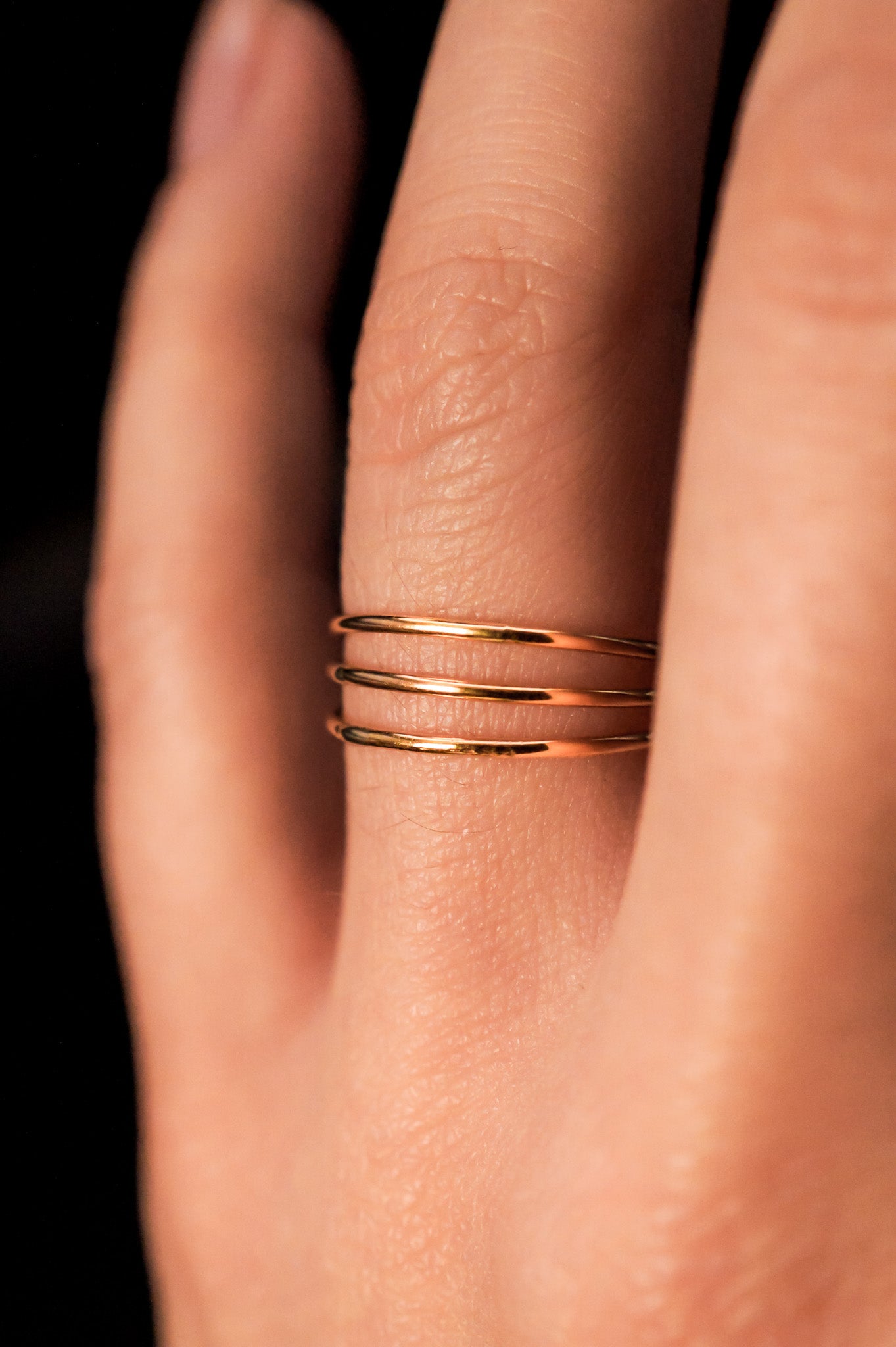 Connected Set of 3 Rings, 14K Gold Fill