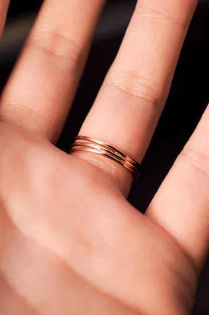 Connected Set of 3 Rings, 14K Rose Gold Fill