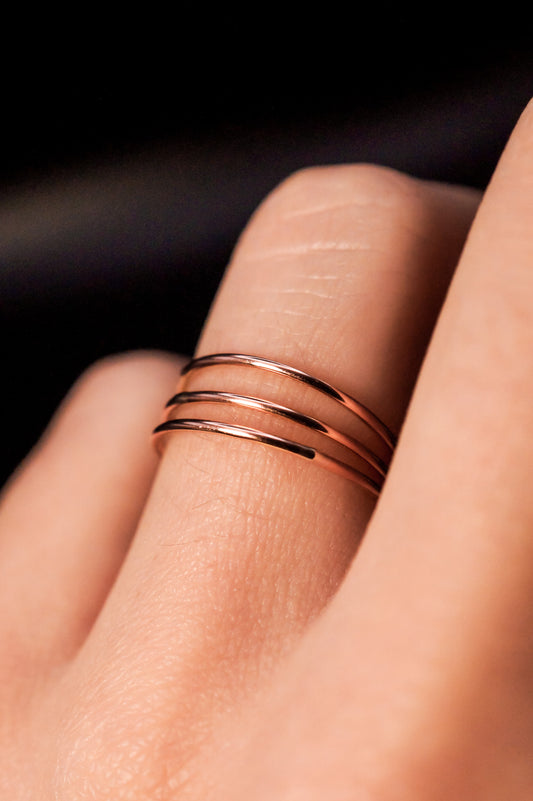 Connected Set of 3 Rings, 14K Rose Gold Fill