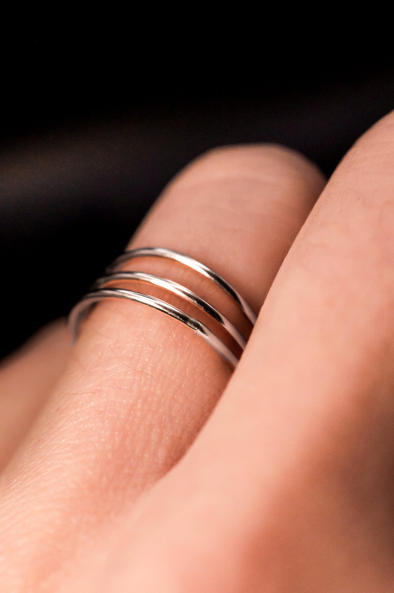 Connected Set of 3 Rings, Sterling Silver