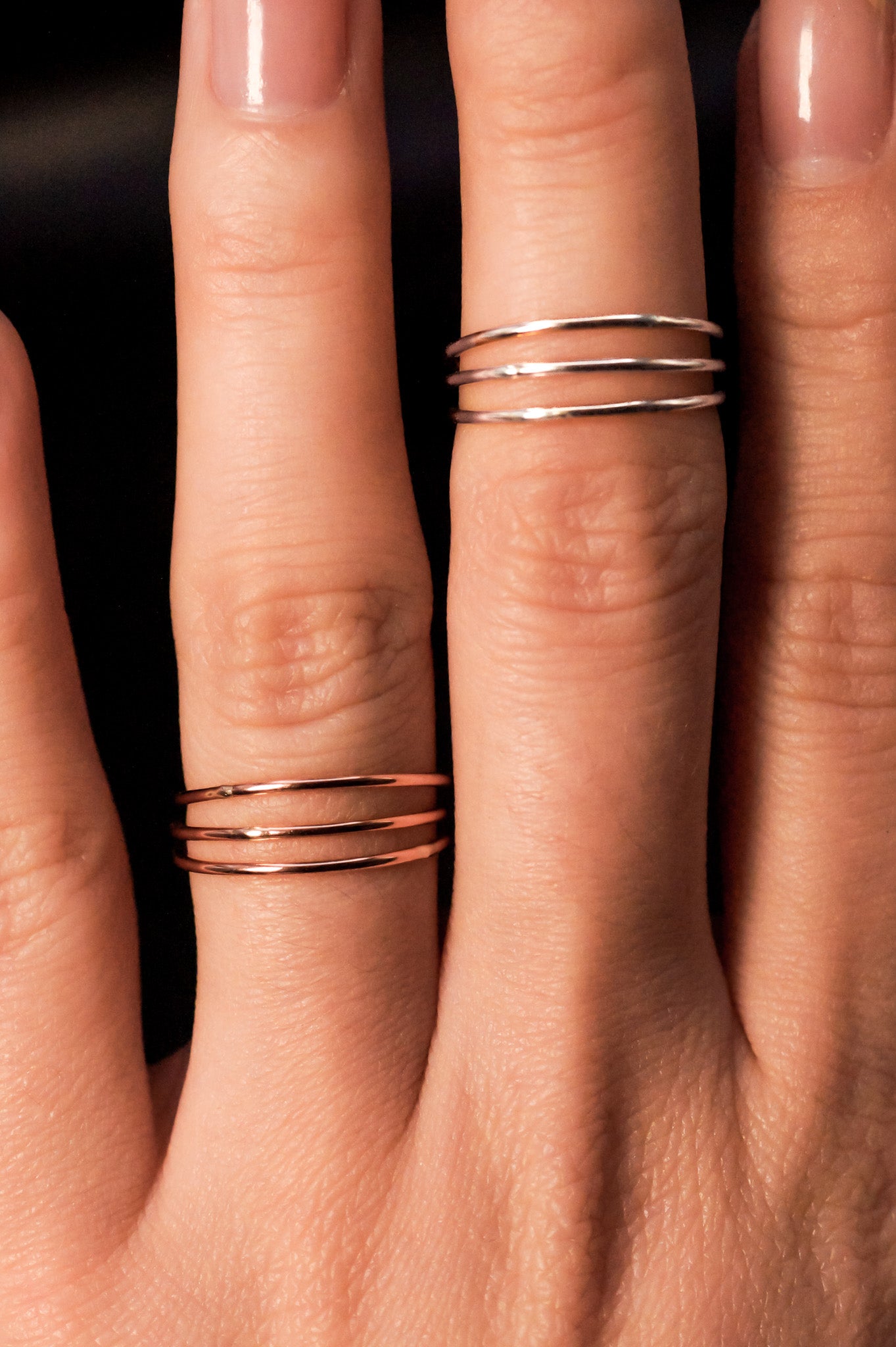 Connected Set of 3 Rings, Sterling Silver