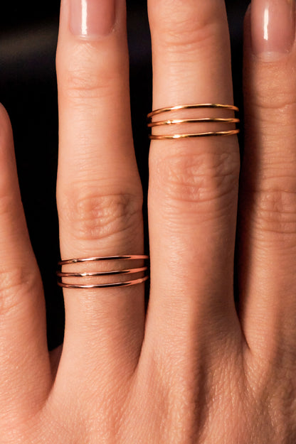 Connected Set of 3 Rings, 14K Gold Fill