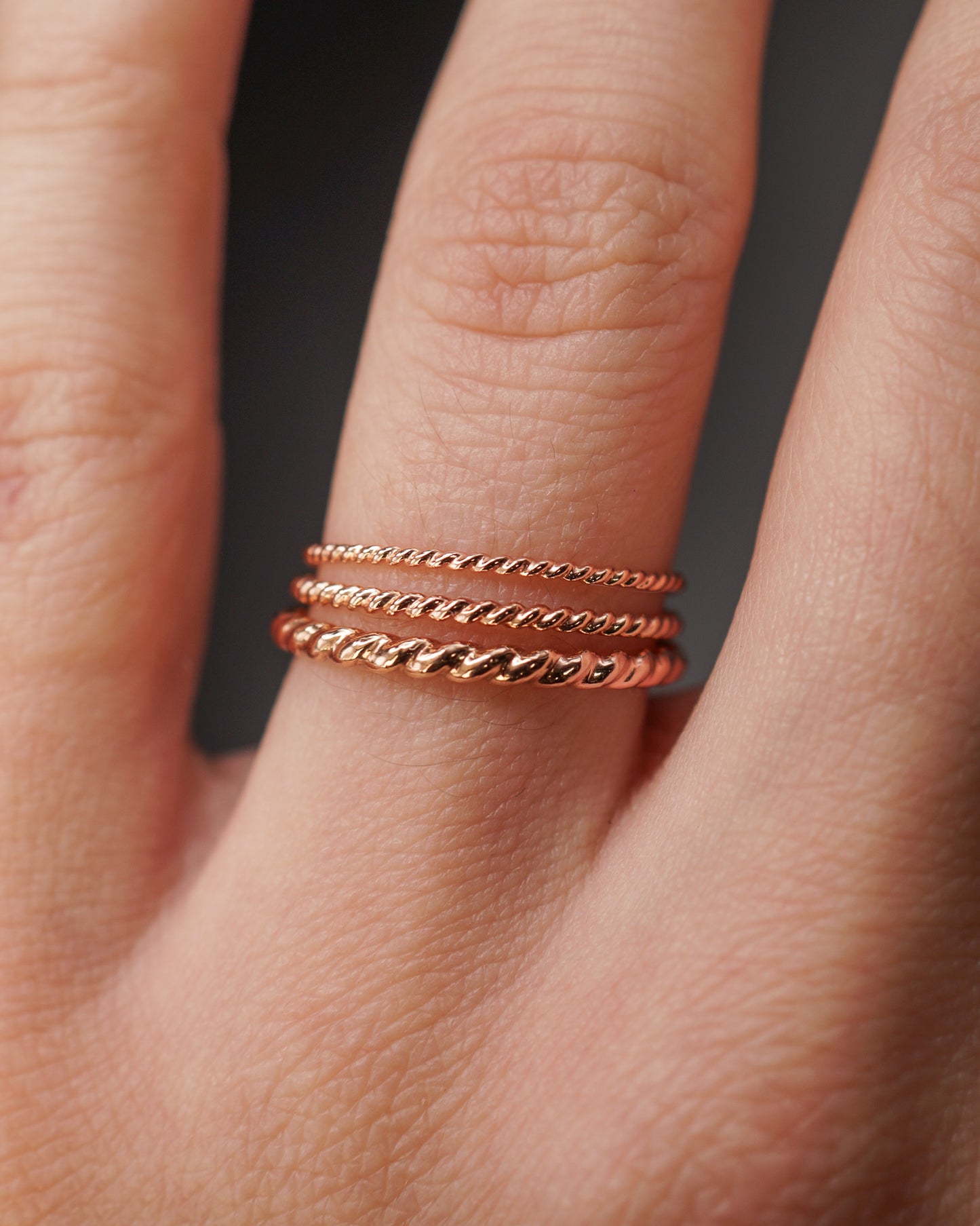 Chunky Twist Ring, 14K Rose Gold Fill