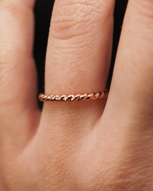 Chunky Twist Ring, 14K Rose Gold Fill