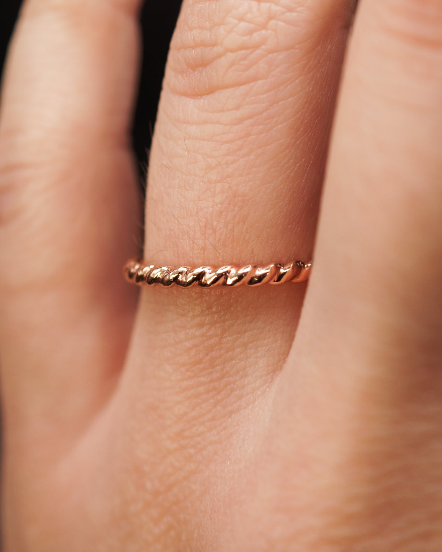 Chunky Twist Ring, 14K Rose Gold Fill