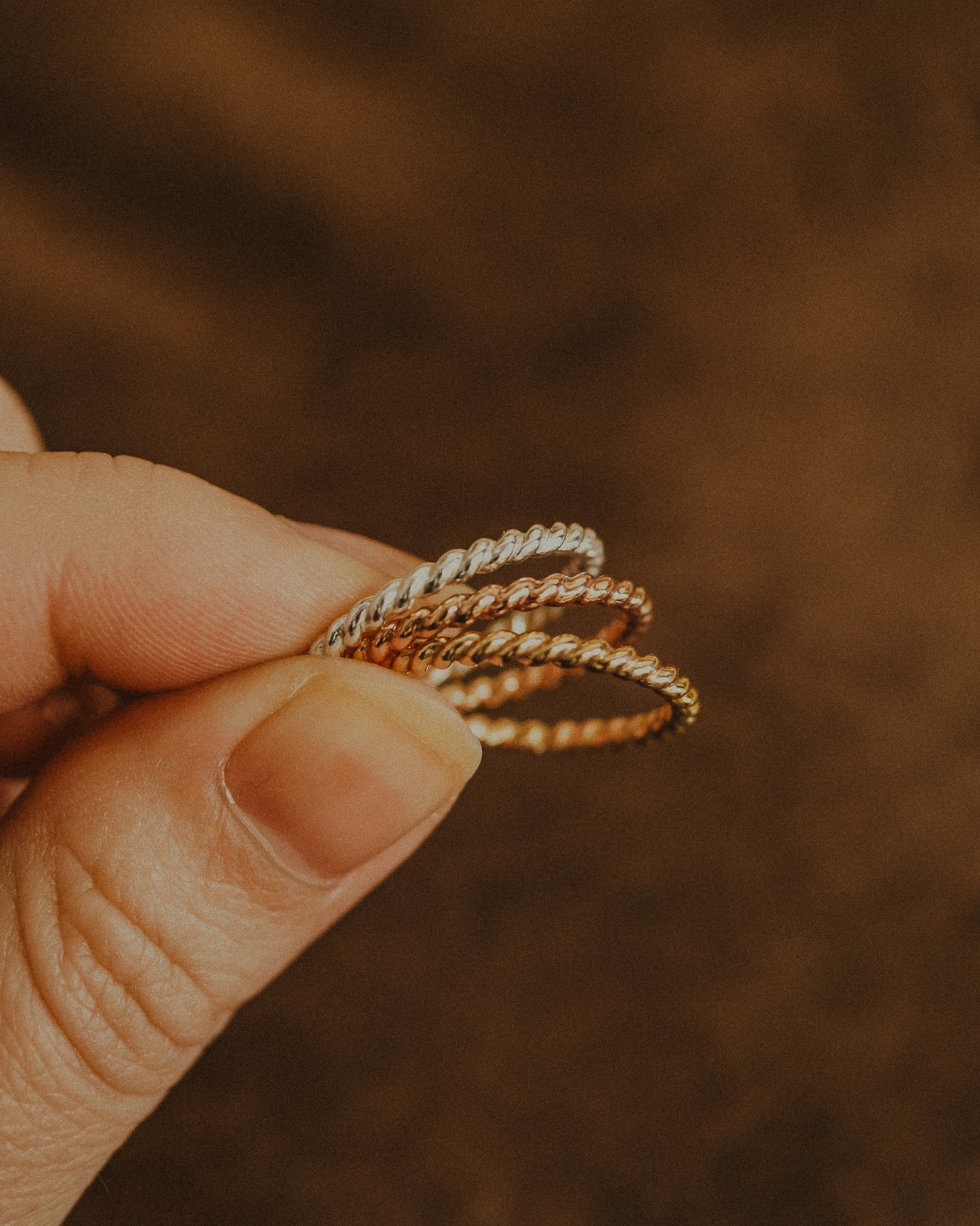 Chunky Twist Ring, 14K Rose Gold Fill