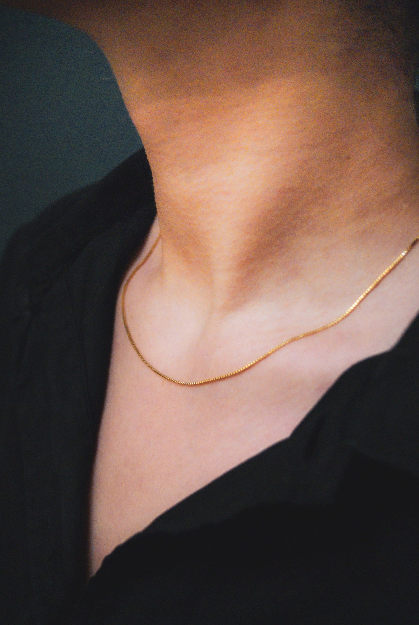 Box Chain Necklace, Solid 14K Gold