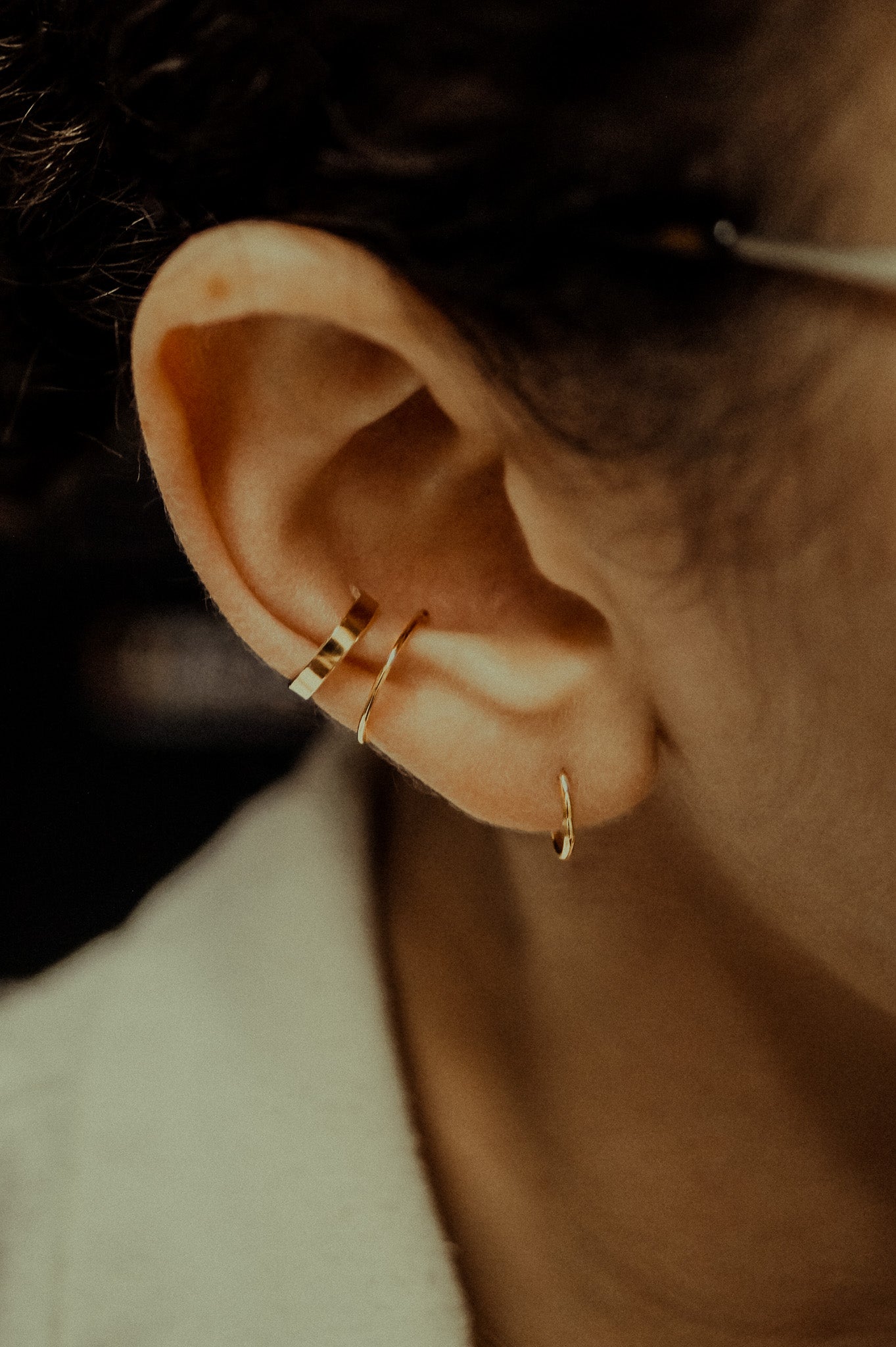Mirror Ear Cuff, Solid 14K Gold