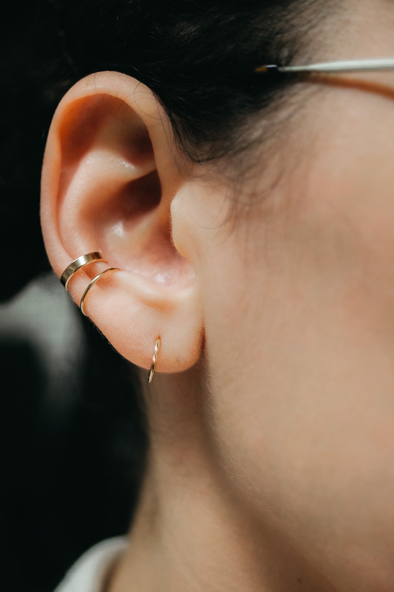 Mirror Ear Cuff, Solid 14K Gold