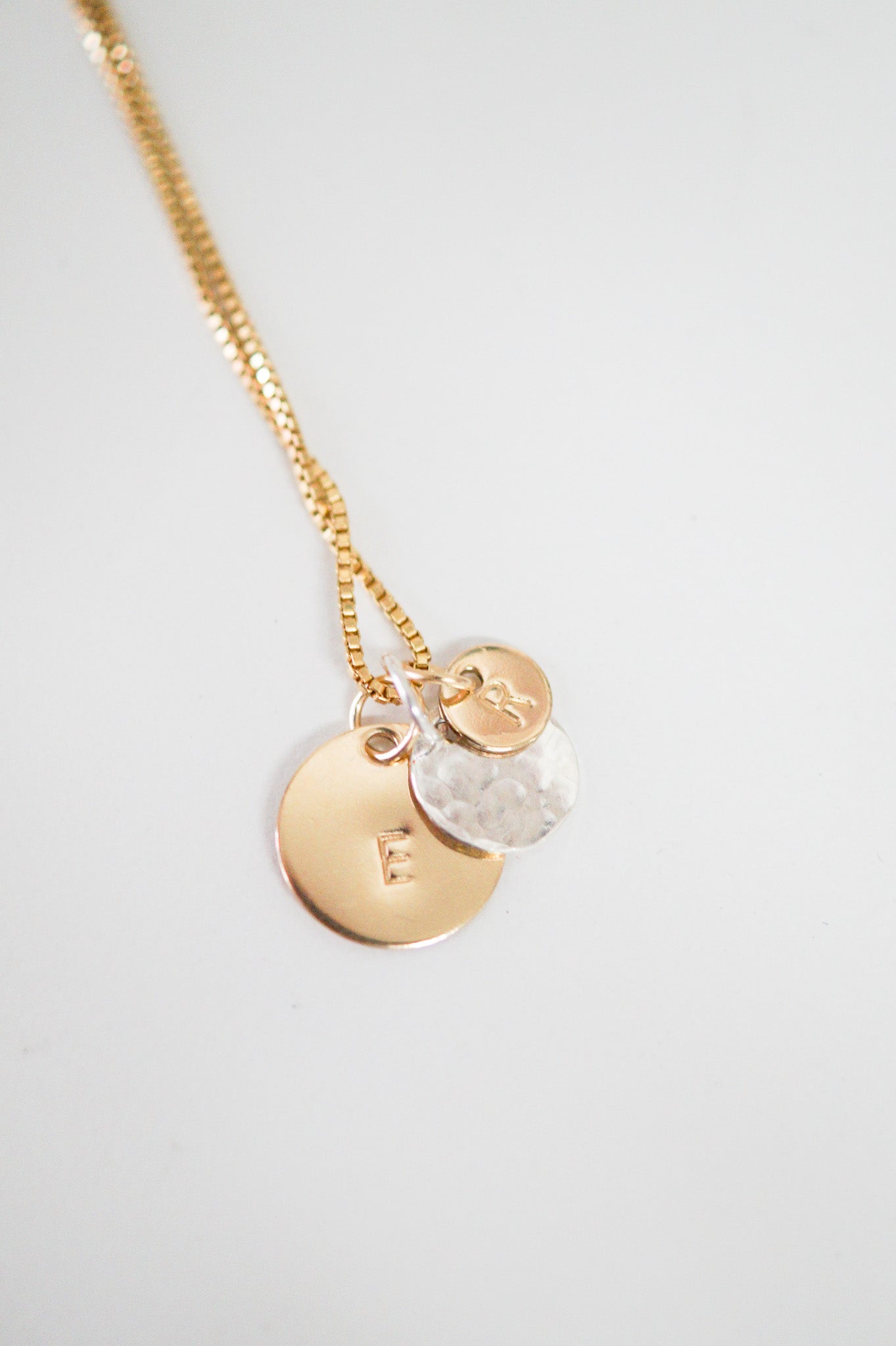 Tiny Monogram Circle Charm, Solid 14K Gold